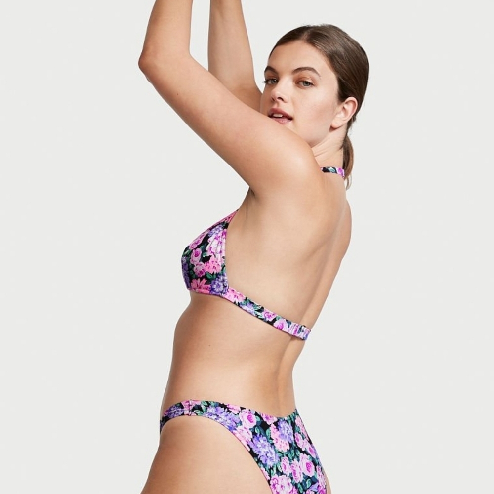 Floral Victoria's Secret Shine Halter Bikini Top and Brazilian Bottom 💜💗